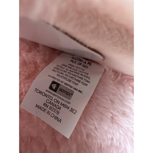 Womens Fuzzy Open Toe Pink Slippers Bow Trim Non-Slip Sole Size M 8-10 - Picture 7 of 7